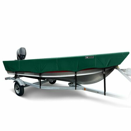 EEVELLE Boat Cover V HULL FISHING Outboard Motor w/ Outboard 16ft 6in L 76in W Green SBVFW1676B-FGR